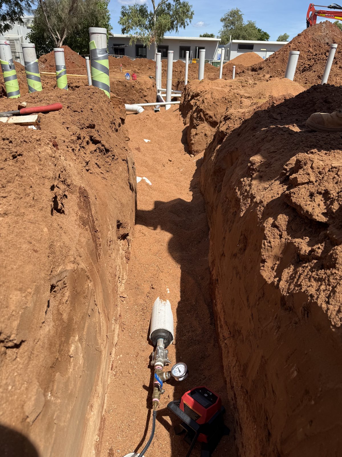 Pressure testing and QA on newly installed sewer pipework